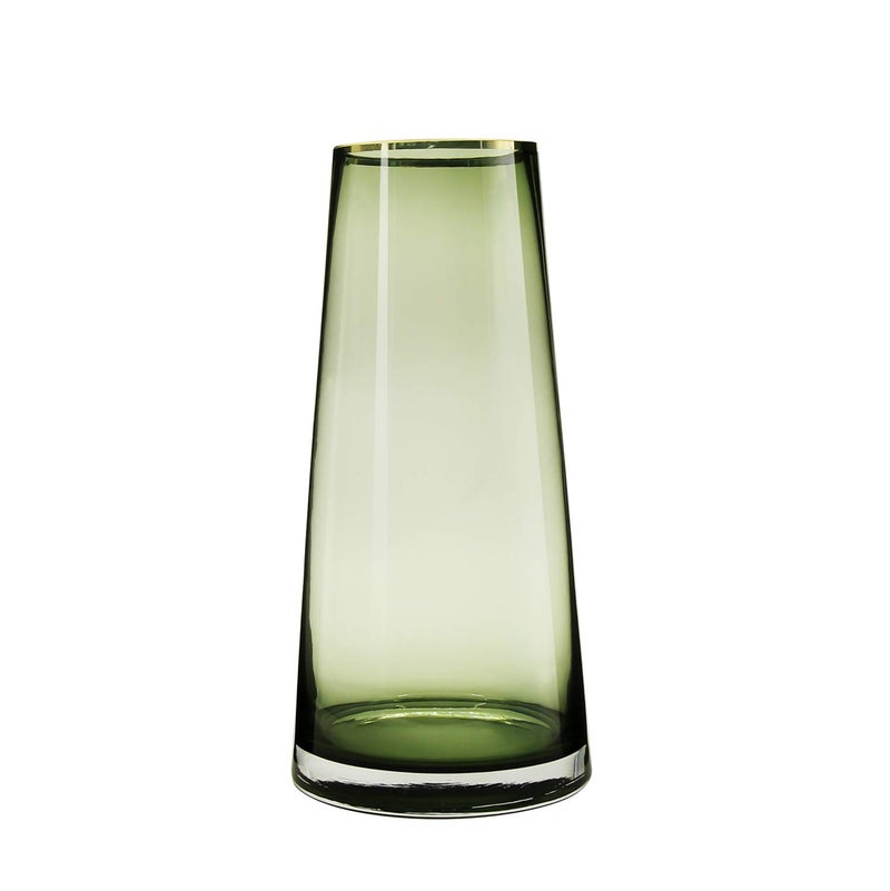 Funsoba 10â€œ Green Glass Vase with Gold Mouth for Centerpieces Home Wedding Decoration - Image 1